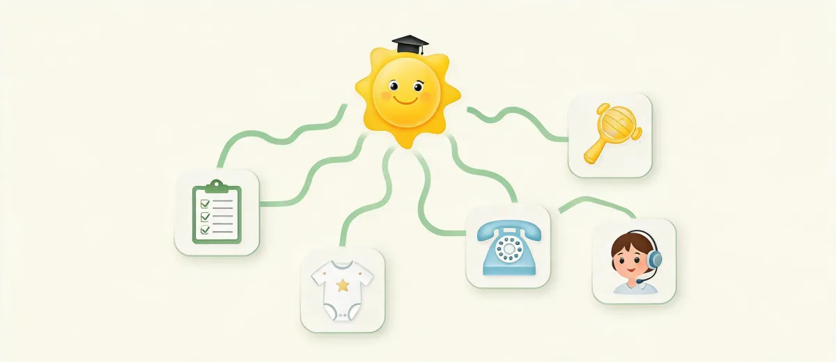 Baby Einstein support center map illustration
